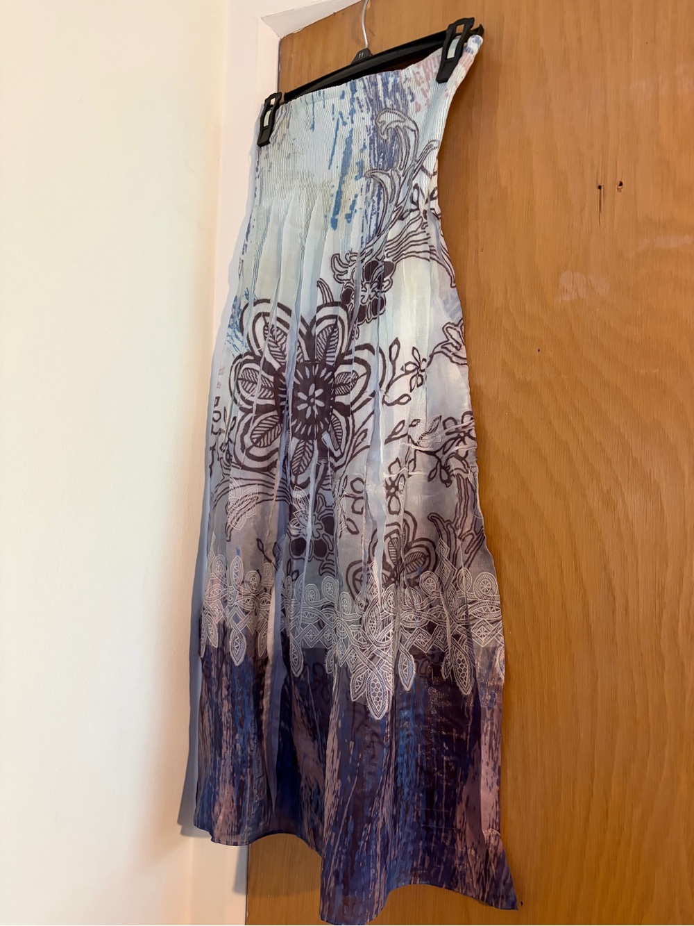 Lapis Strapless Floral Ombre Dress in Light Blue and Navy